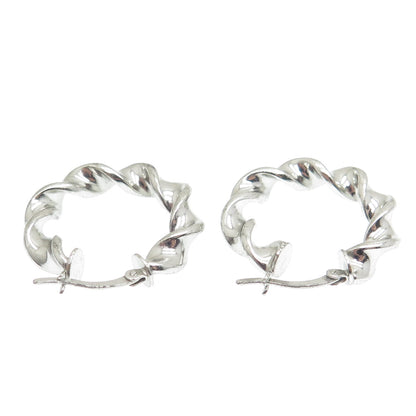 HANIN 925 Sterling Silver Twisted Hinged Hoop Earrings
