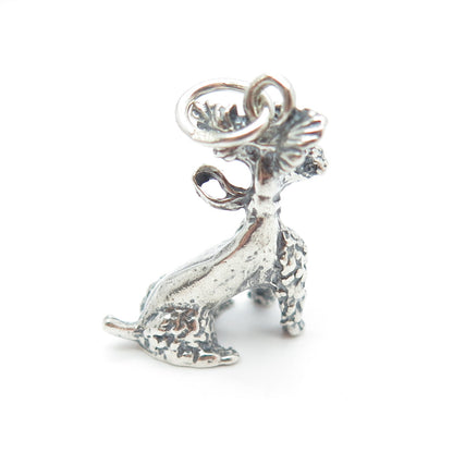 925 Sterling Silver Vintage French Poodle Dog 3D Charm Pendant