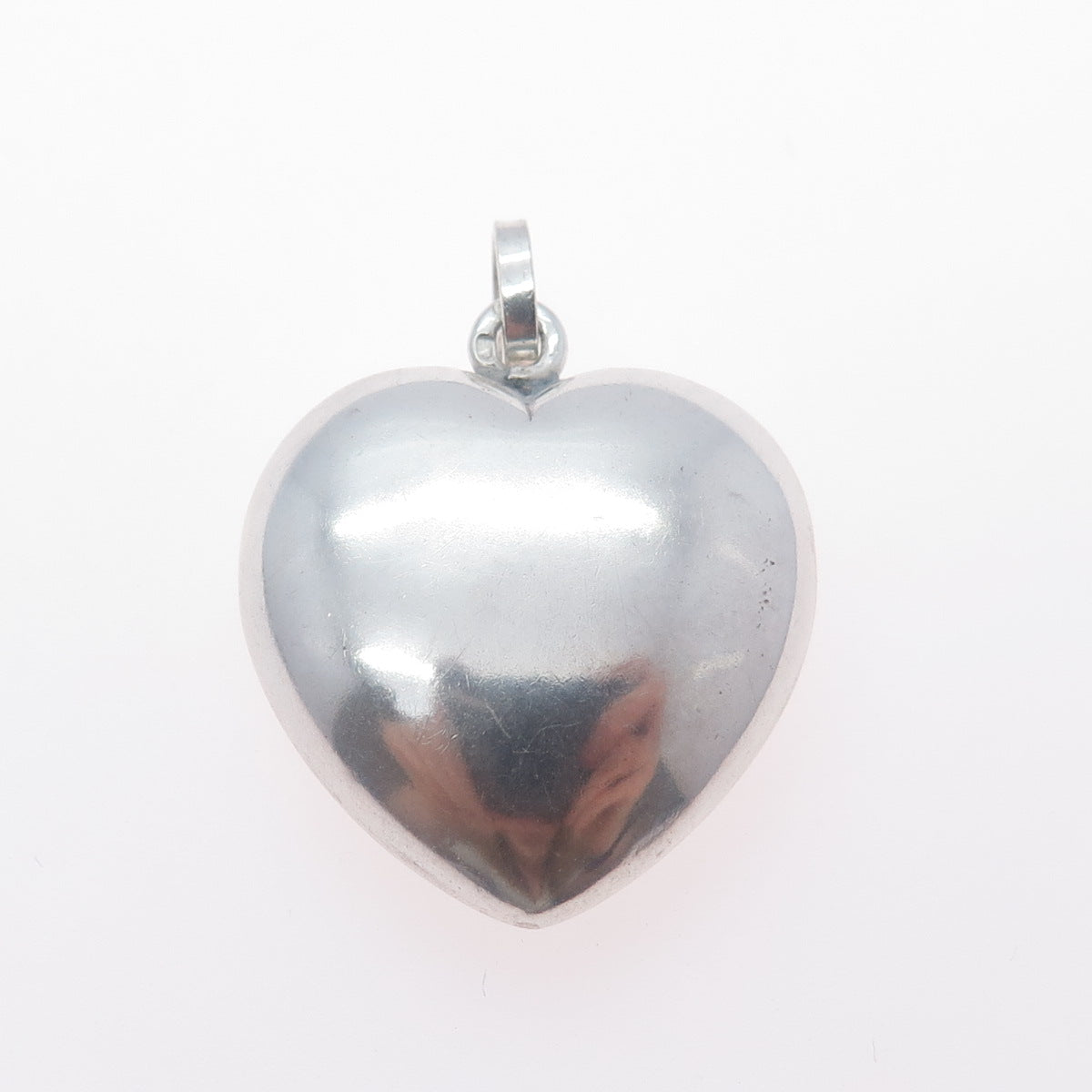 835 Silver Vintage Portugal Puffy Heart Charm Pendant