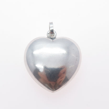 835 Silver Vintage Portugal Puffy Heart Charm Pendant
