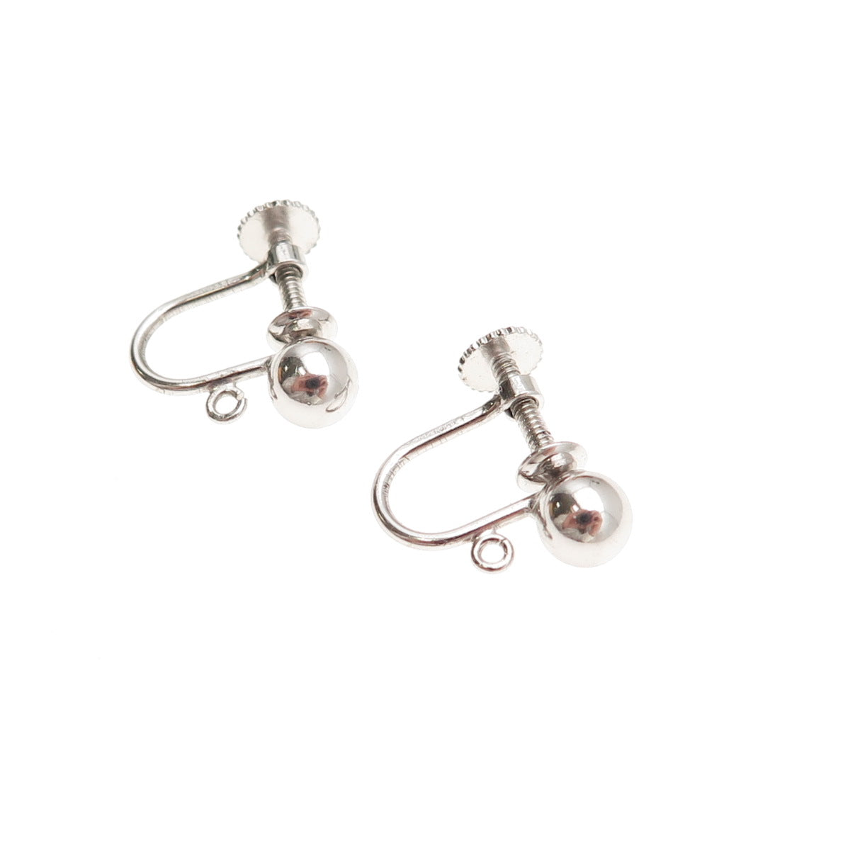 925 Sterling Silver Antique Art Deco Charm Holder Screw Back Earrings