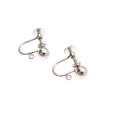 925 Sterling Silver Antique Art Deco Charm Holder Screw Back Earrings