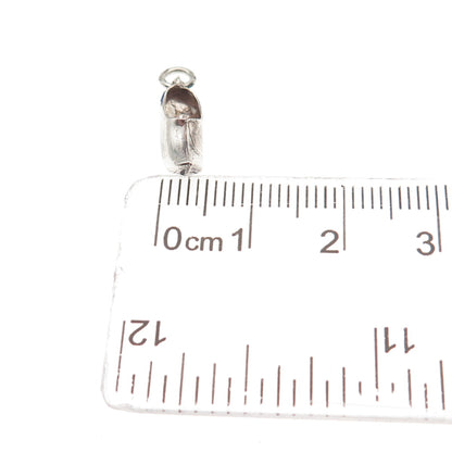 835 Silver Vintage Dutch Clog Oxidized 3D Mini Charm Pendant