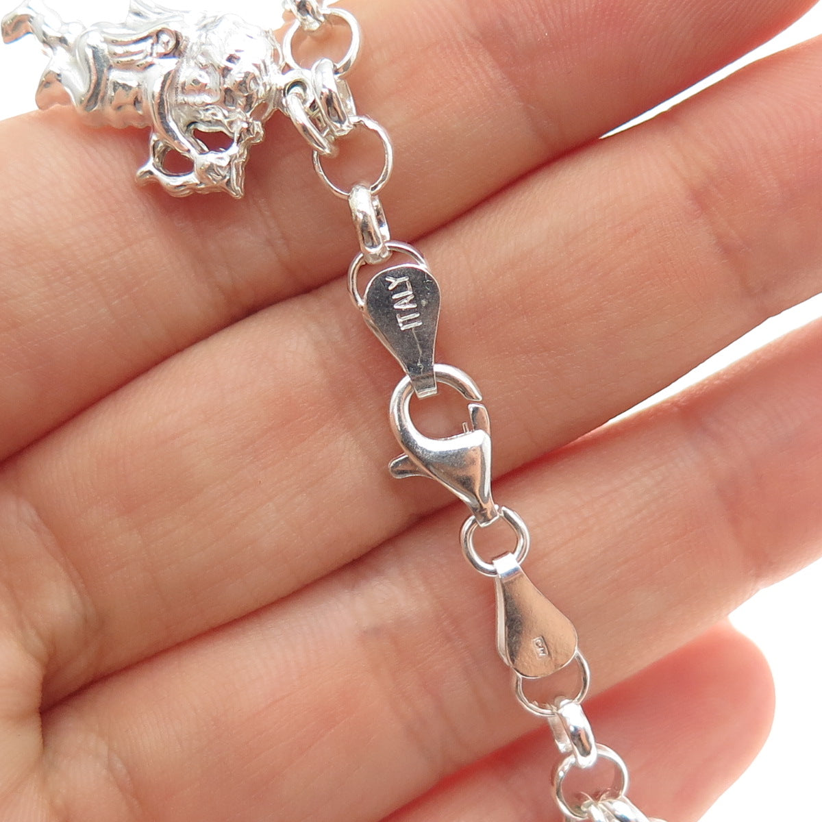 CHARLES WINSTON Sterling Silver Vintage Italy Religious Charms Bracelet 6.75"