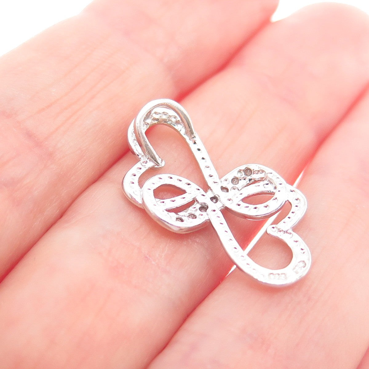 CHARLES WINSTON 925 Sterling Silver Real Diamond Heart Minimalist Slide Pendant