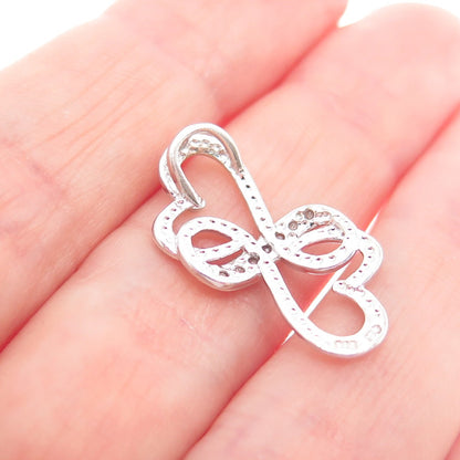 CHARLES WINSTON 925 Sterling Silver Real Diamond Heart Minimalist Slide Pendant