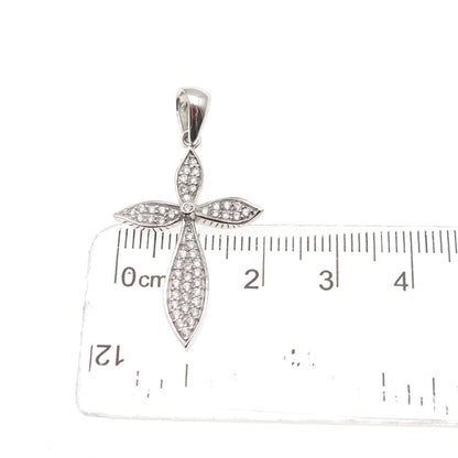 925 Sterling Silver Round-Cut C Z Cross Charm Pendant
