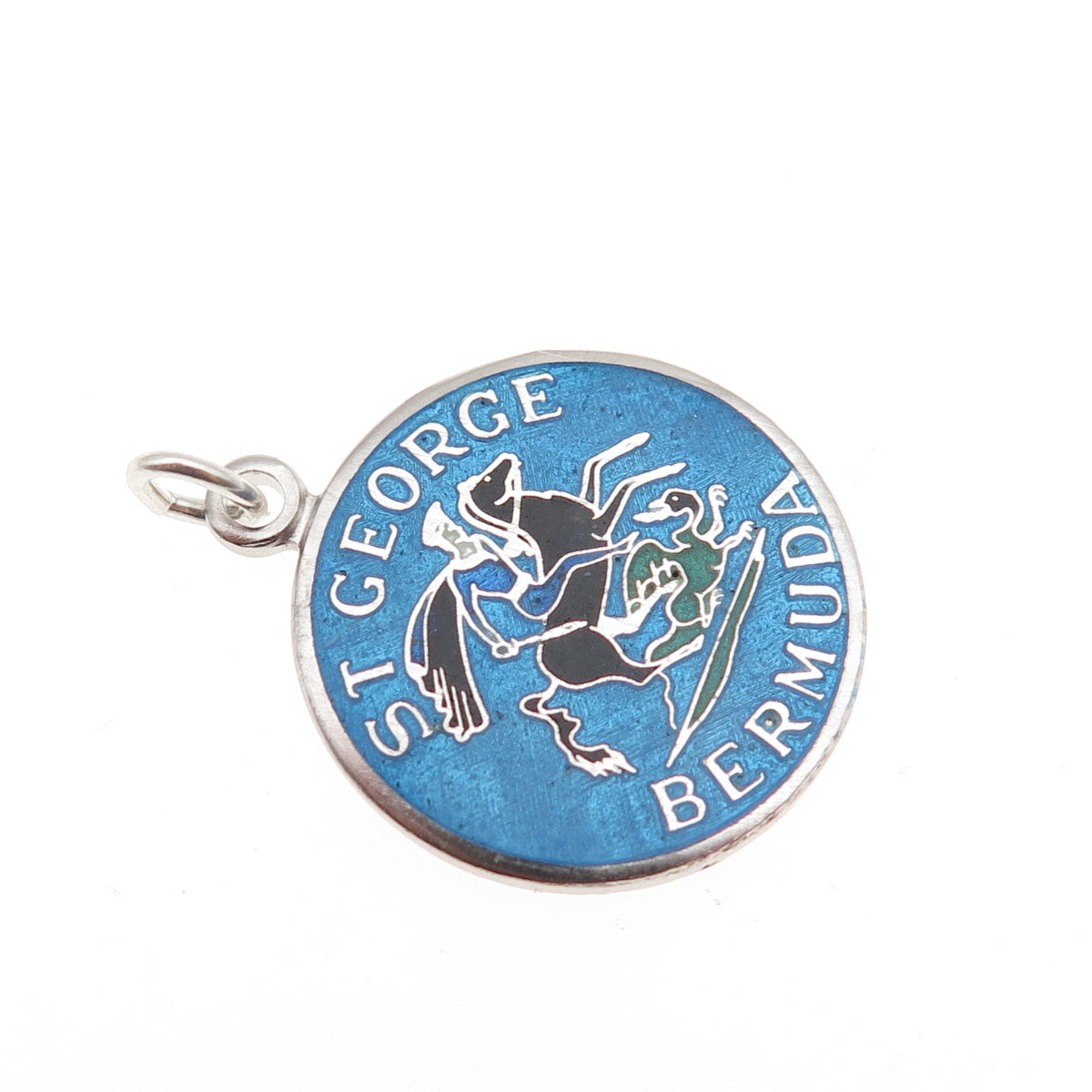 BREADNER CO. 925 Sterling Silver Vintage Enamel St. George Bermuda Charm Pendant