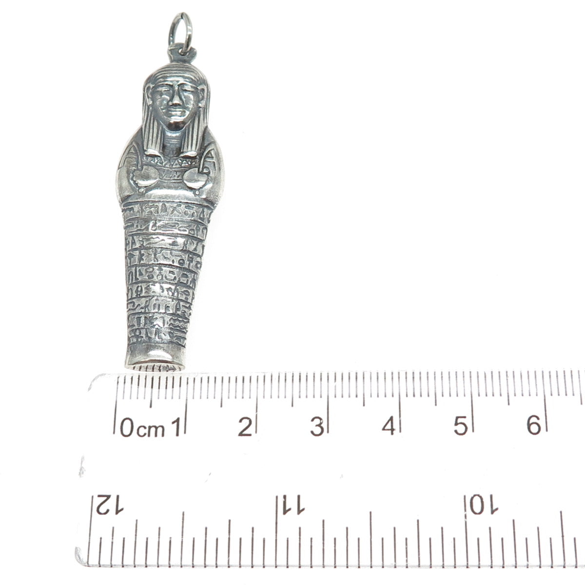 800 Silver Vintage Egyptian King Tutankhamun Oxidized 3D Pendant