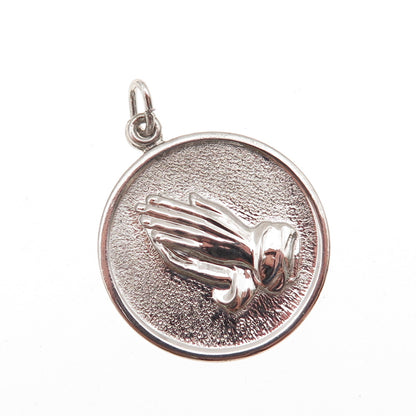 925 Sterling Silver Vintage Prayer Hands Charm Pendant