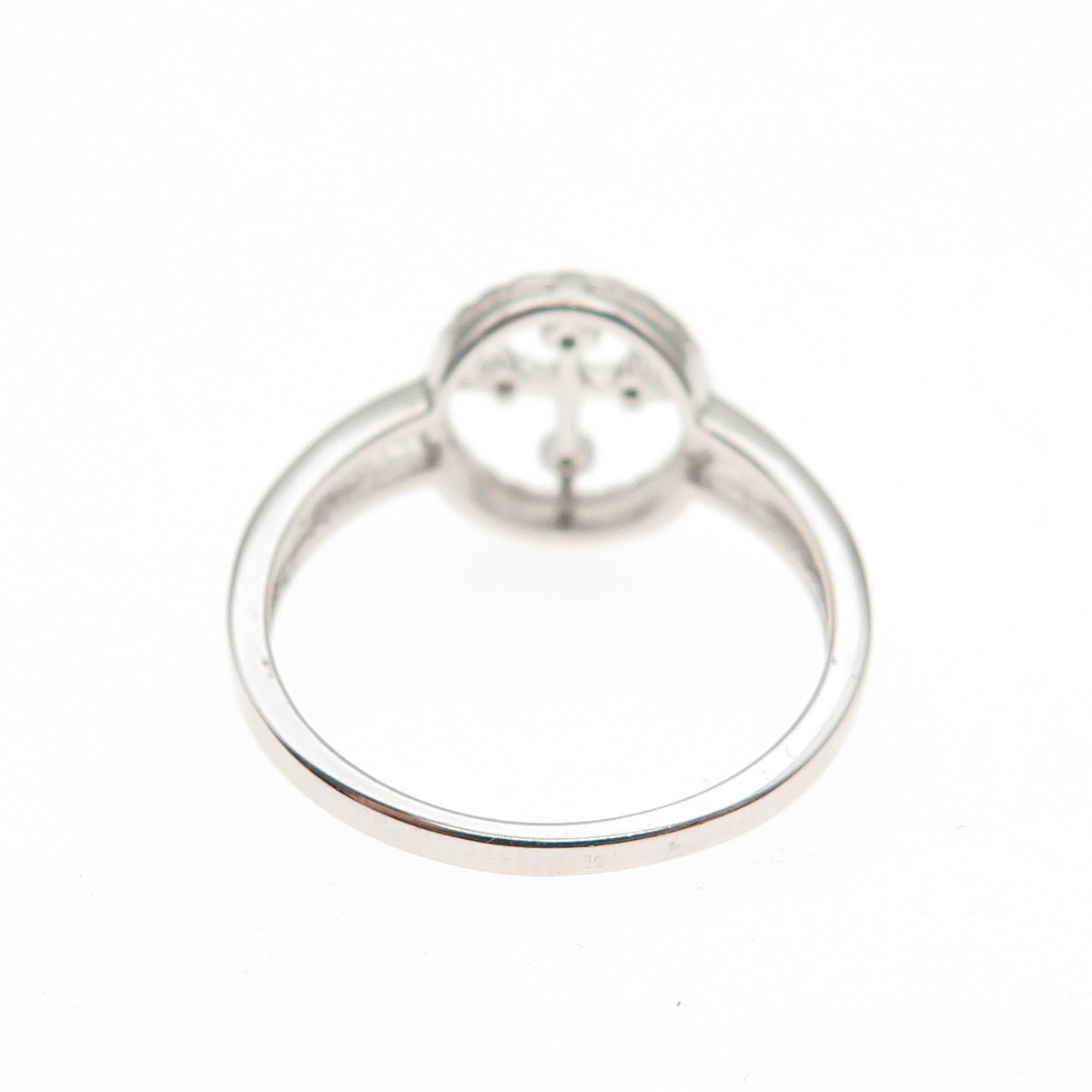 925 Sterling Silver Real Round-Cut Diamond Cross Ring Size 7