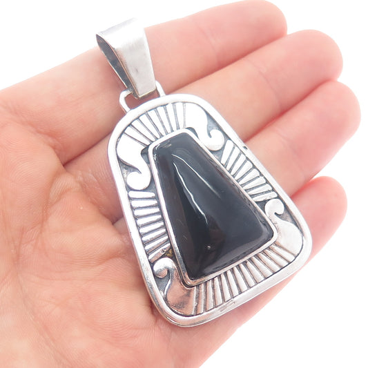 HARRISON BITSUI NAVAJO Old Pawn Sterling Vintage Southwestern Black Onyx Pendant