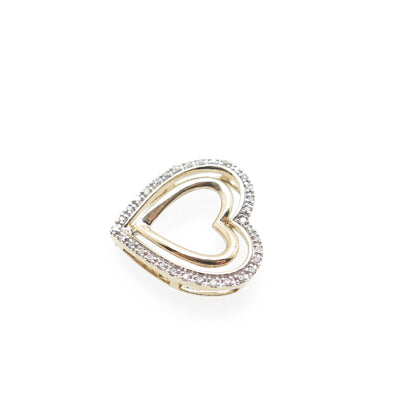 SK9 Allure Gems 925 Sterling Gold Plated Real Diamond Heart Mini Slide Pendant