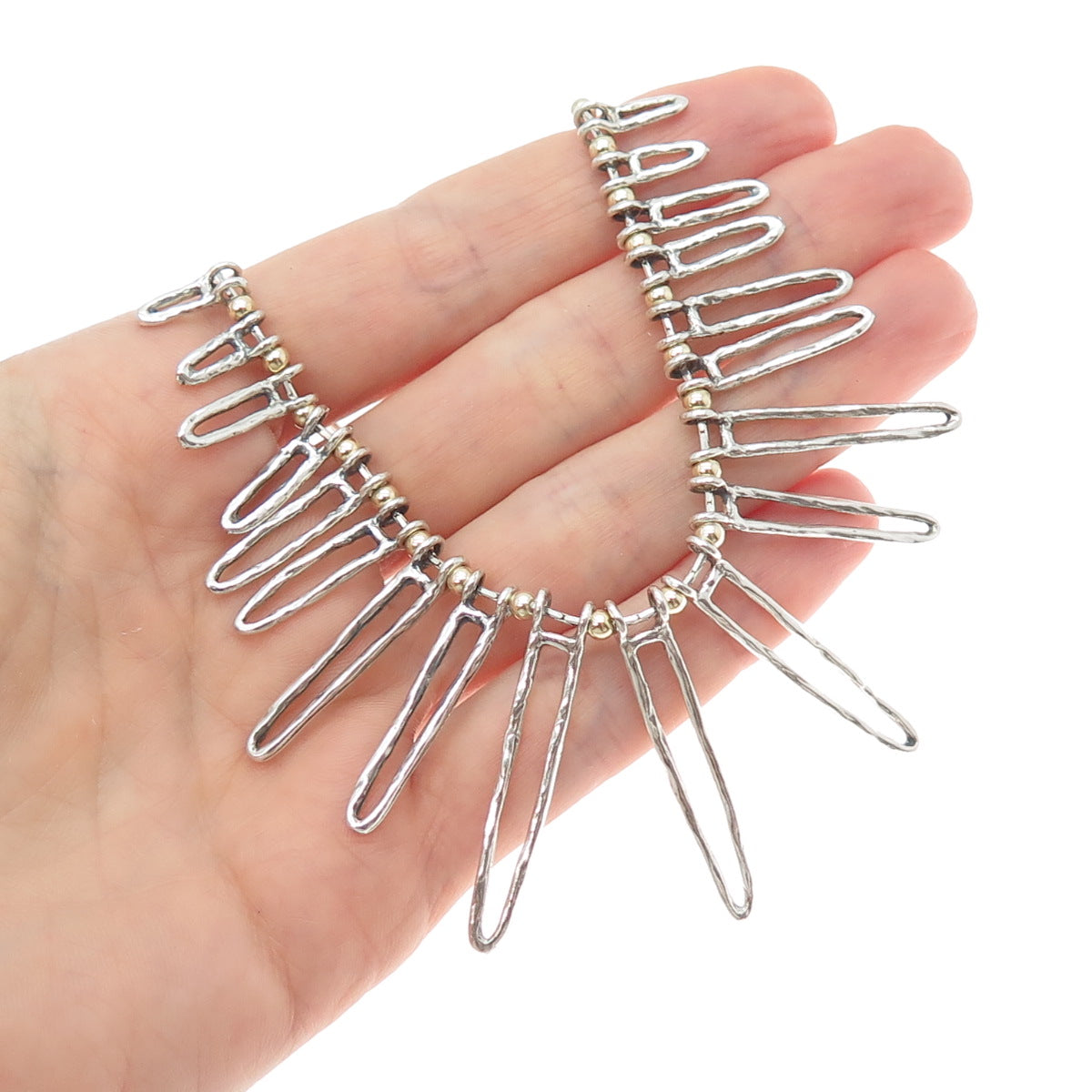 OR PAZ PZ 925 Sterling Silver Vintage Israel Modernist Chain Necklace 16-18"