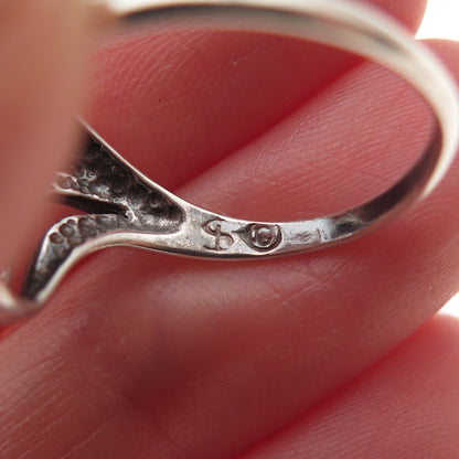 Shube 925 Sterling Silver Vintage Modernist Oxidized Ring Size 7.75
