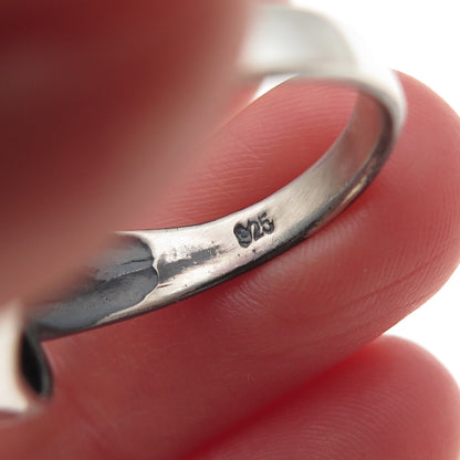 925 Sterling Silver Vintage Modernist Oxidized Ring Size 7.25