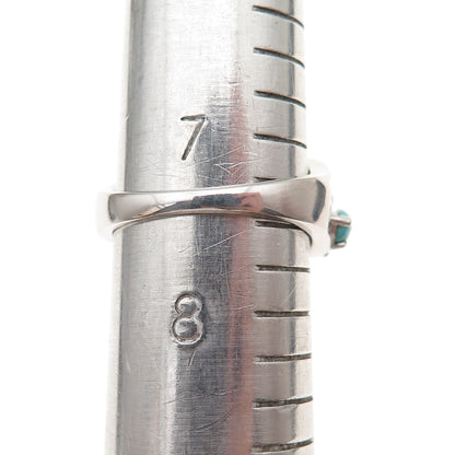 Chuck Clemency 925 Sterling Silver Real Turquoise Floral Ring Size 7.5