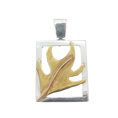 925 Sterling Silver 2-Tone Vintage Oak Leaf Pendant