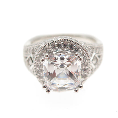 TYCOON 925 Sterling Silver Multi-Cut C Z Engagement Ring Size 7.25