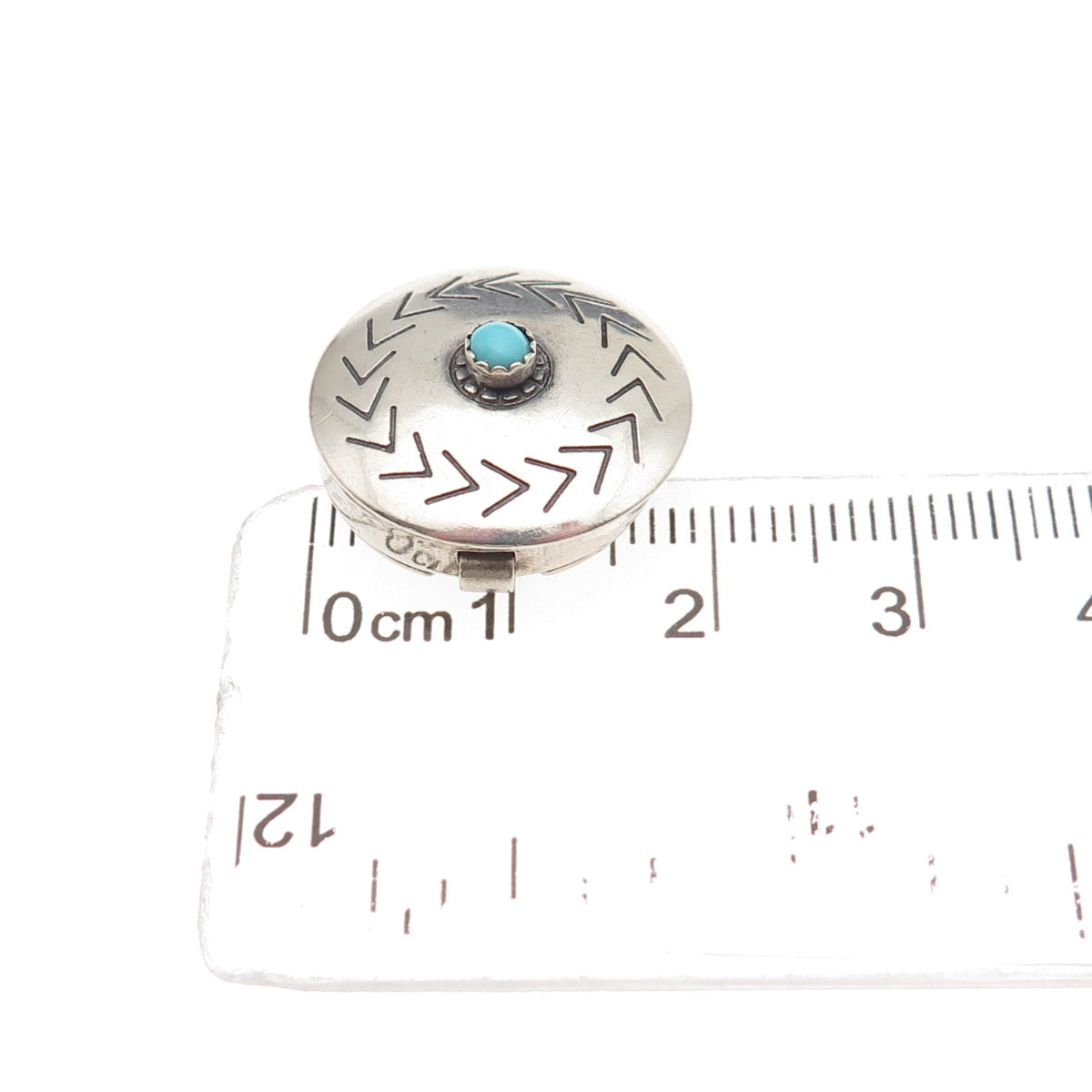 Old Pawn Sterling Silver Vintage Turquoise Snake Eye Concho Tribal Clip Button