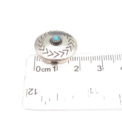 Old Pawn Sterling Silver Vintage Turquoise Snake Eye Concho Tribal Clip Button