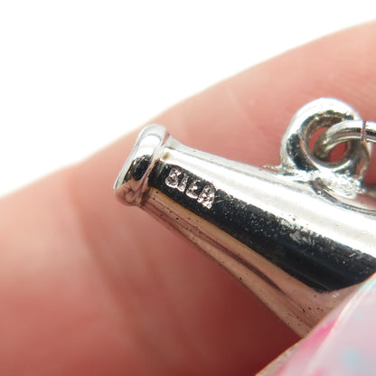 925 Sterling Silver Vintage Enamel "GT" Signet Megaphone 3D Charm Pendant