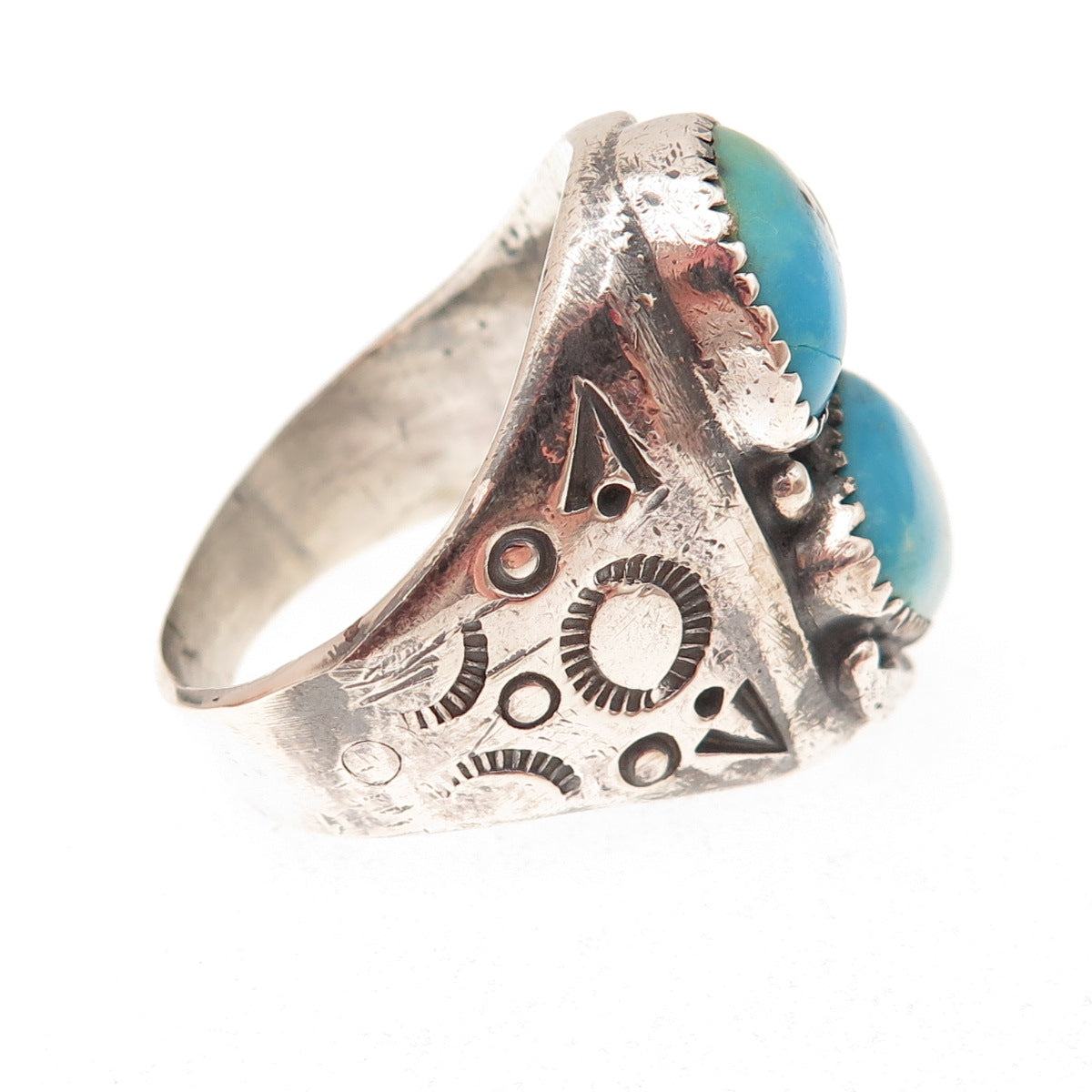 Tom David Navajo Old Pawn 925 Sterling Silver Vintage Turquoise Ring Size 12.5