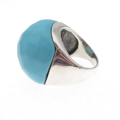 925 Sterling Silver Vintage Real Turquoise Statement Dome Ring Size 6.75