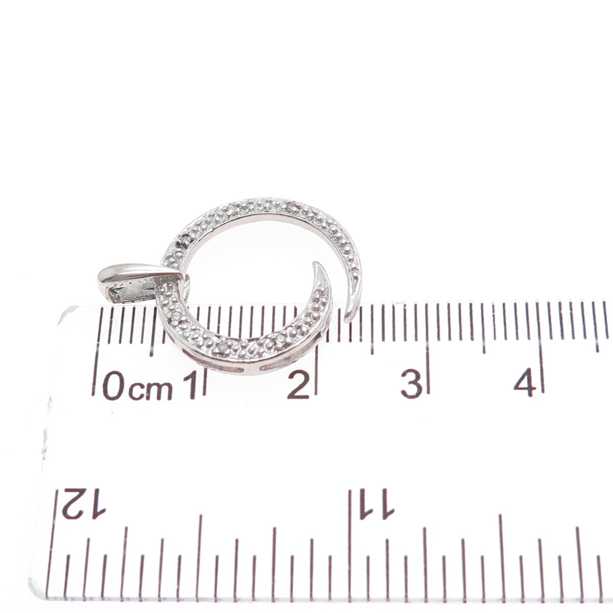 PAGODA PGDA 925 Sterling Silver Real Round-Cut Diamond Spiral Charm Pendant