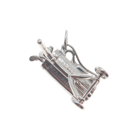 WELLS 925 Sterling Silver Vintage Golf Clubs Bag Minimalist 3D Charm Pendant