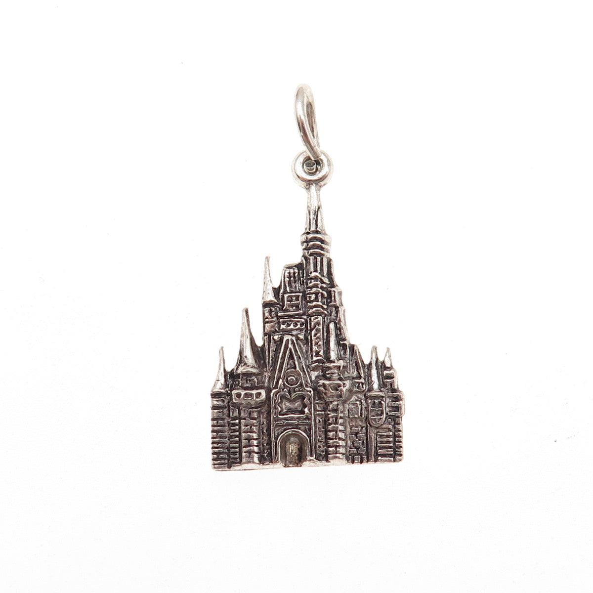 Disney 925 Sterling Silver Vintage Cinderella Castle Oxidized Charm Pendant