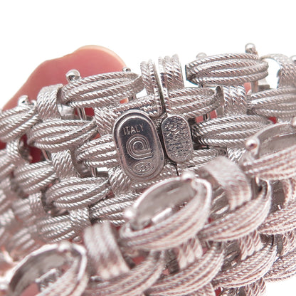 Dasan 925 Sterling Silver Vintage Italy Heavy 53.5g Braided Link Bracelet 7.25"
