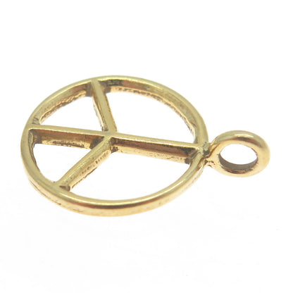 925 Sterling Silver Gold Plated Peace Symbol Round Charm Pendant