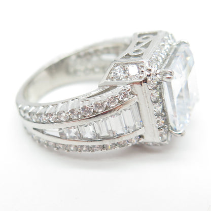 925 Sterling Silver Multi-Cut White C Z Engagement Ring Size 7.25