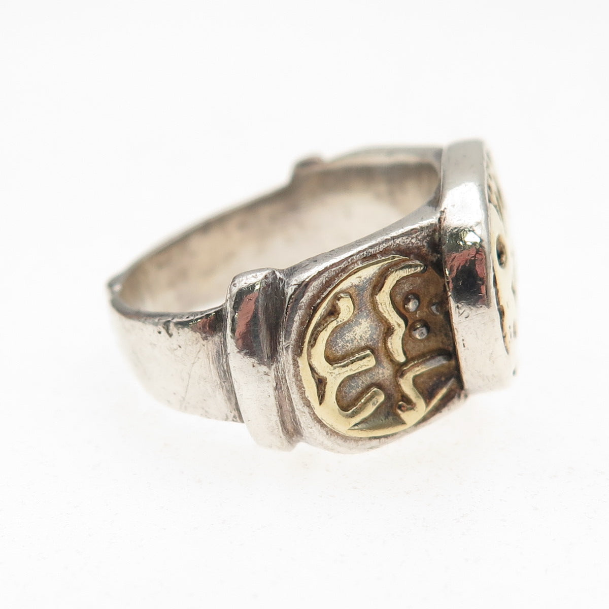 800 Silver Vintage Egypt Arabic Script Oxidized Ring Size 7.5