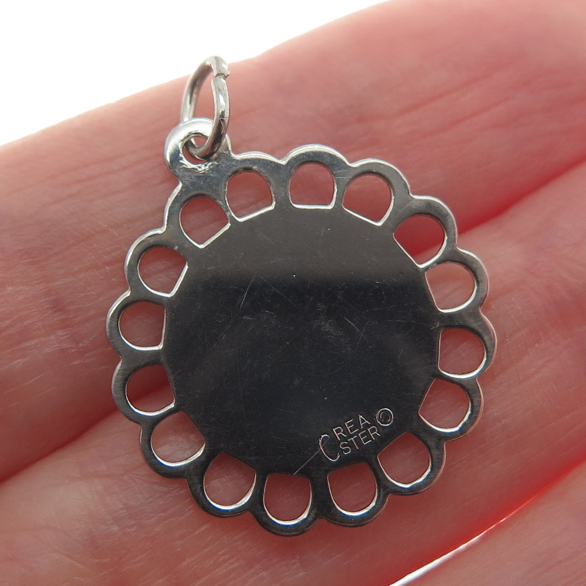 CREA 925 Sterling Silver Vintage Darien Lake Fun Country Flower Charm Pendant