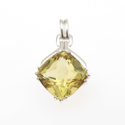 Michelle Albala 925 Sterling Silver Vintage Real Lemon Quartz Pendant