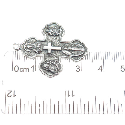 925 Sterling Silver Antique Art Deco 4-Way Cross Emergency Oxidized Pendant