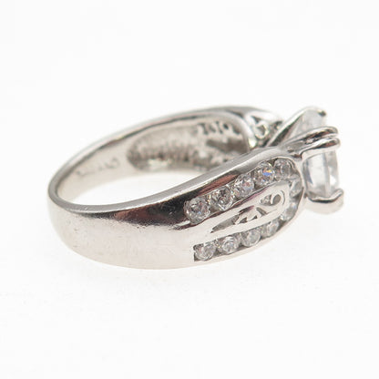 Chapal Zenray 925 Sterling Silver Oval & Round-Cut C Z Engagement Ring Size 6.5