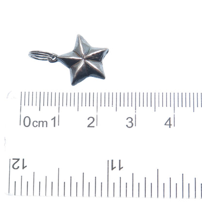 925 Sterling Silver Black Rhodium Vintage Star Minimalist Charm Pendant
