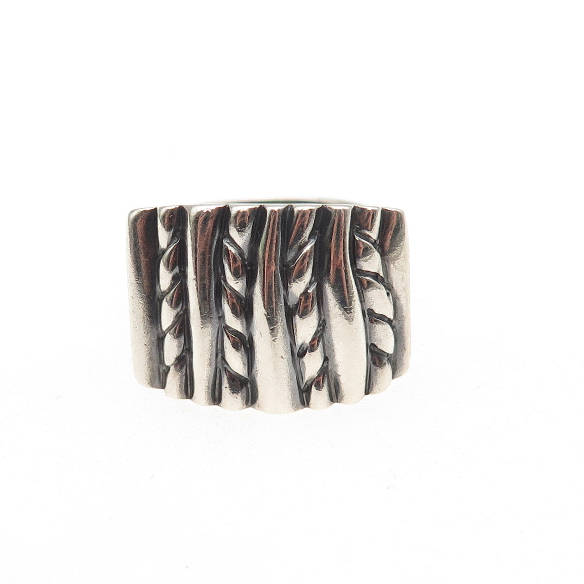 Chapal Zenray Sterling Silver Vintage Modernist Ribbed Oxidized Ring Size 6.75