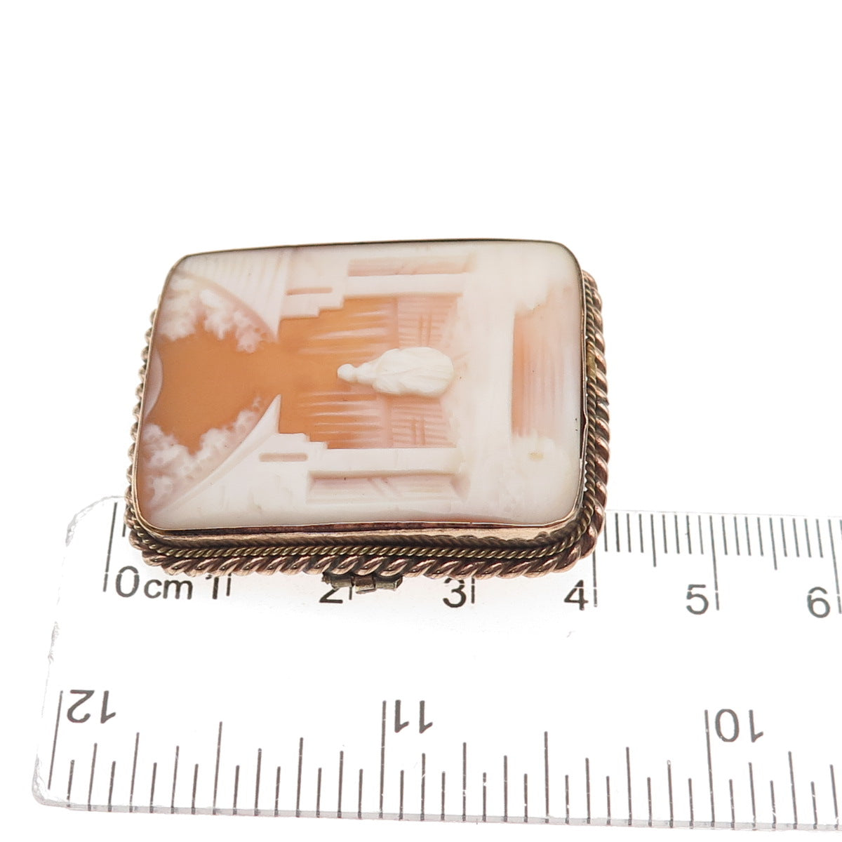 Gold Filled Antique Art Deco Real MOP Carved Lady Cameo Pin Brooch