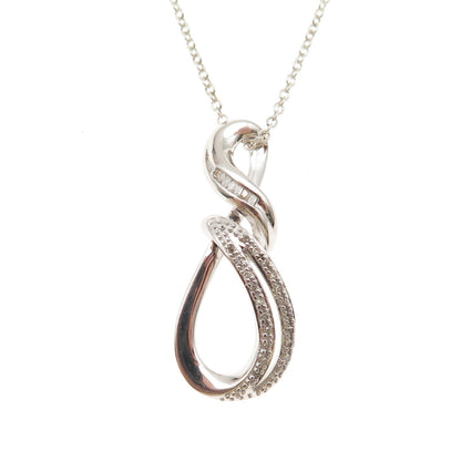 Sun 925 Sterling Silver Real Diamond Infinity Cable Chain Necklace 18"