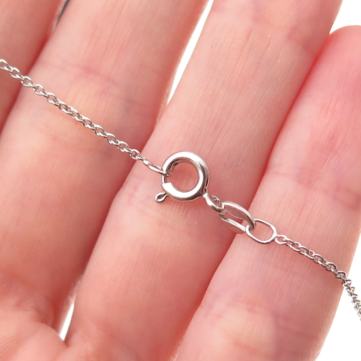 Sun 925 Sterling Silver Real White Topaz Heart Cable Chain Necklace 18"