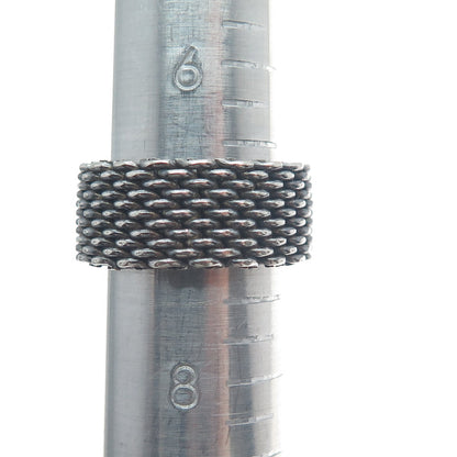 925 Sterling Silver Vintage Mesh Oxidized Band Ring Size 7.25