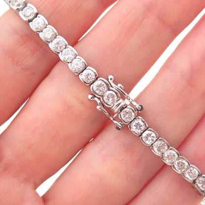 925 Sterling Silver Round-Cut C Z Tennis Link Bracelet 7.25"
