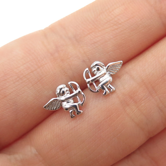 925 Sterling Silver Cupid Stud Earrings