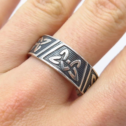 925 Sterling Silver Vintage Ornate Band Ring Size 13