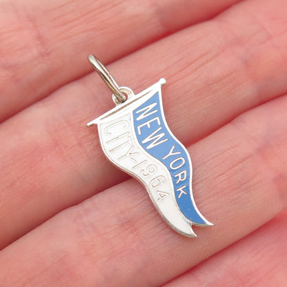 BEAU 925 Sterling Silver Vintage Enamel 1964 New York World's Fair Mini Pendant