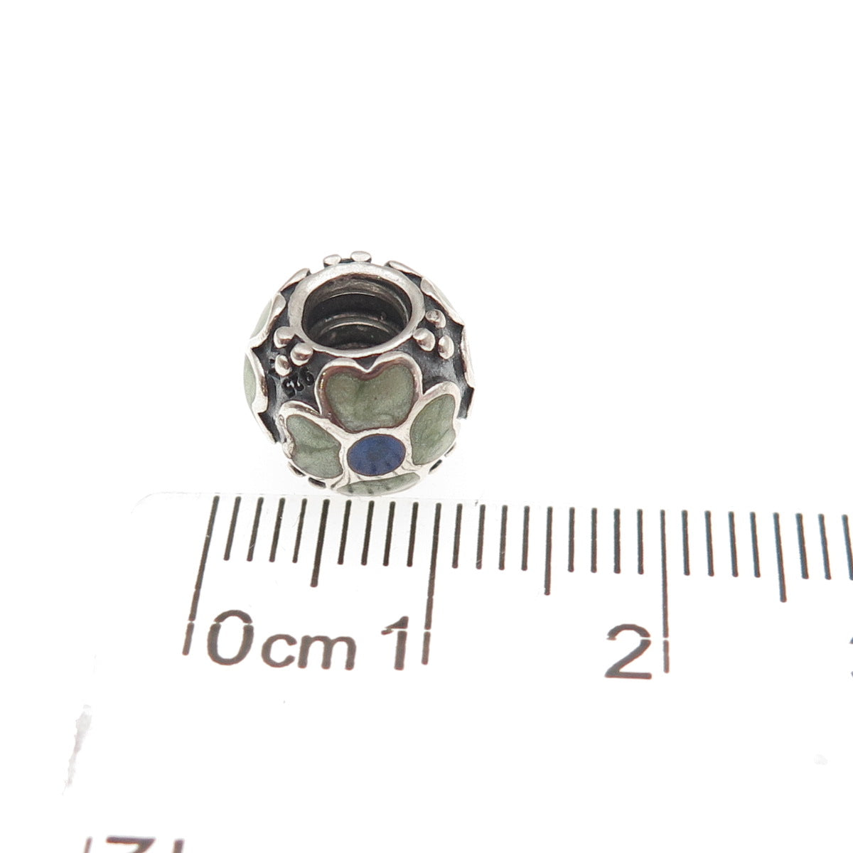 Pandora 925 Sterling Silver Enamel Daisy Flower Slide Bead Charm